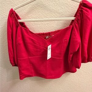 Abercrombie & Fitch Chic Red Off-Shoulder Crop Top